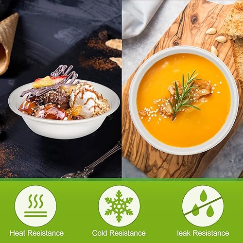 Miniatura 4 de Greensight Cuencos grandes de papel compostables, 32 onzas, paquete de 120, resistentes, desechables para sopa caliente, ensaladas, cereales