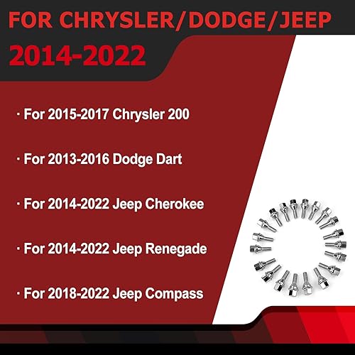 Miniatura 6 de FEXON Tornillos de rueda M12-1.25 para Jeep Compass 2018-2022 Cherokee Renegade 2014-2022Chrysler 200 2015-2017 Dodge Dart 2013-2016 sustituye a