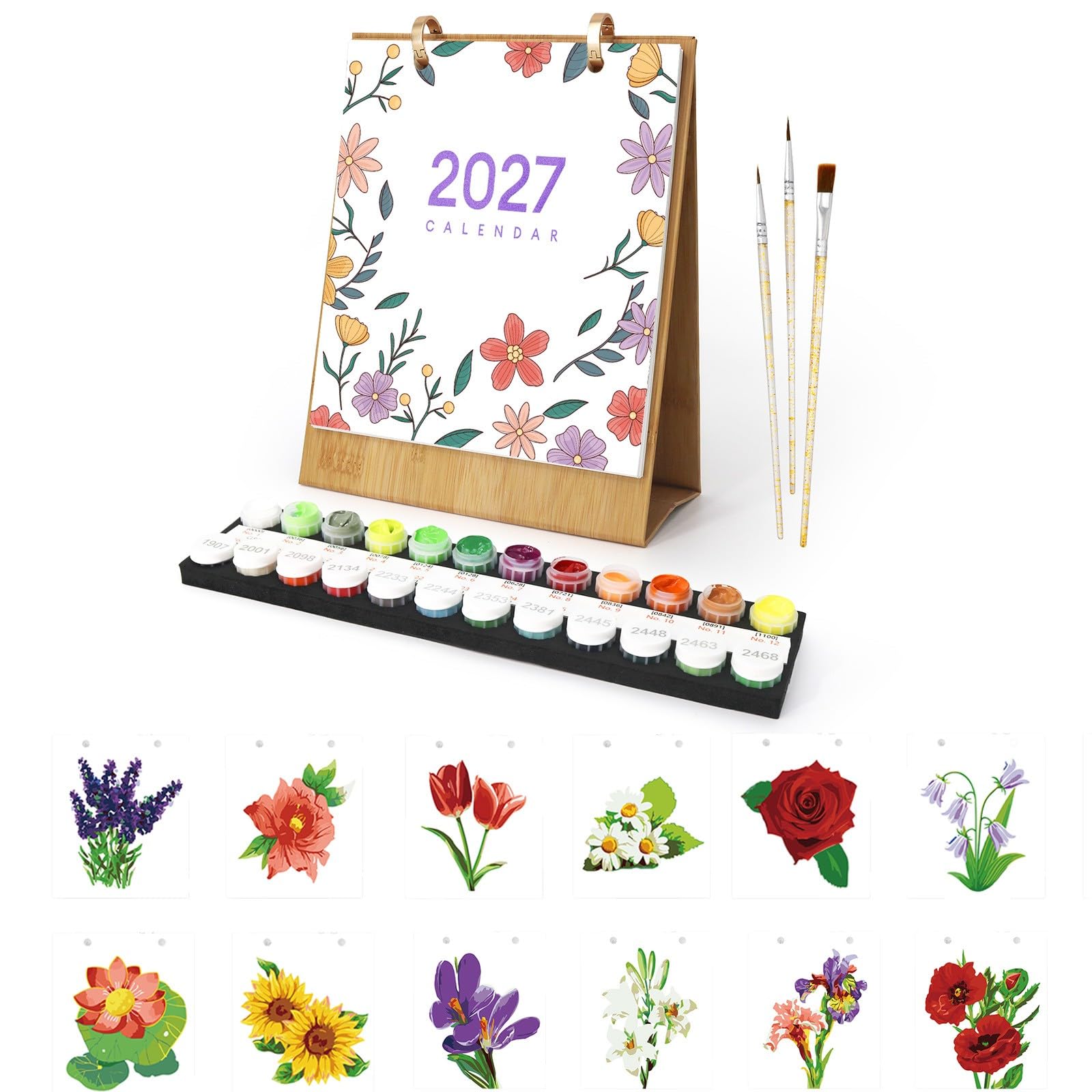 Lebartm 2027 New Desk Calendar Paint by Number Kit for Home Office Planning