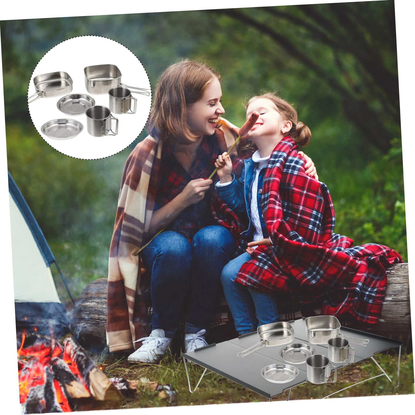 TOPBATHY Set de Cuisine Camping INOX avec Casseroles et Faitouts Pliables Ustensiles Légers et Faciles à Nettoyer pour Pique- et Activités Plein Air