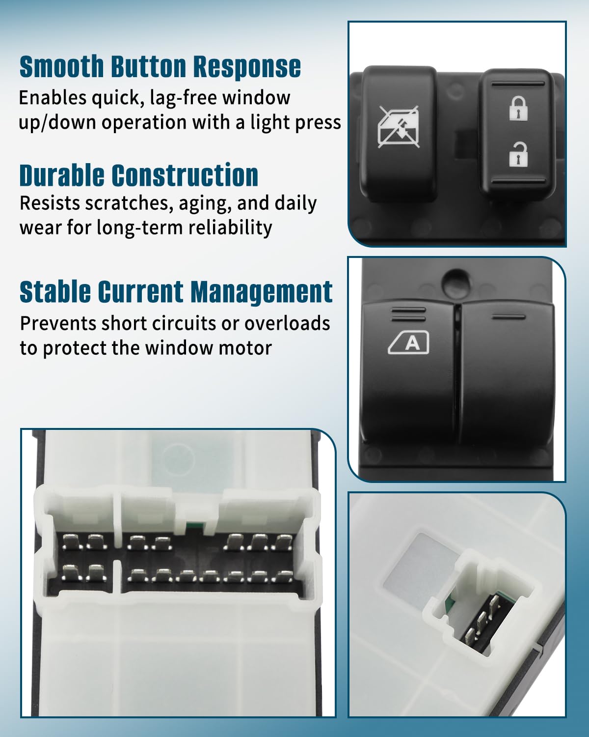 Power Window Switch 254013AA1B Fit for Nissan Versa 2012 2013 2014 2015 2016 2017 2018 2019, Front Left Driver Side Power Window Switch