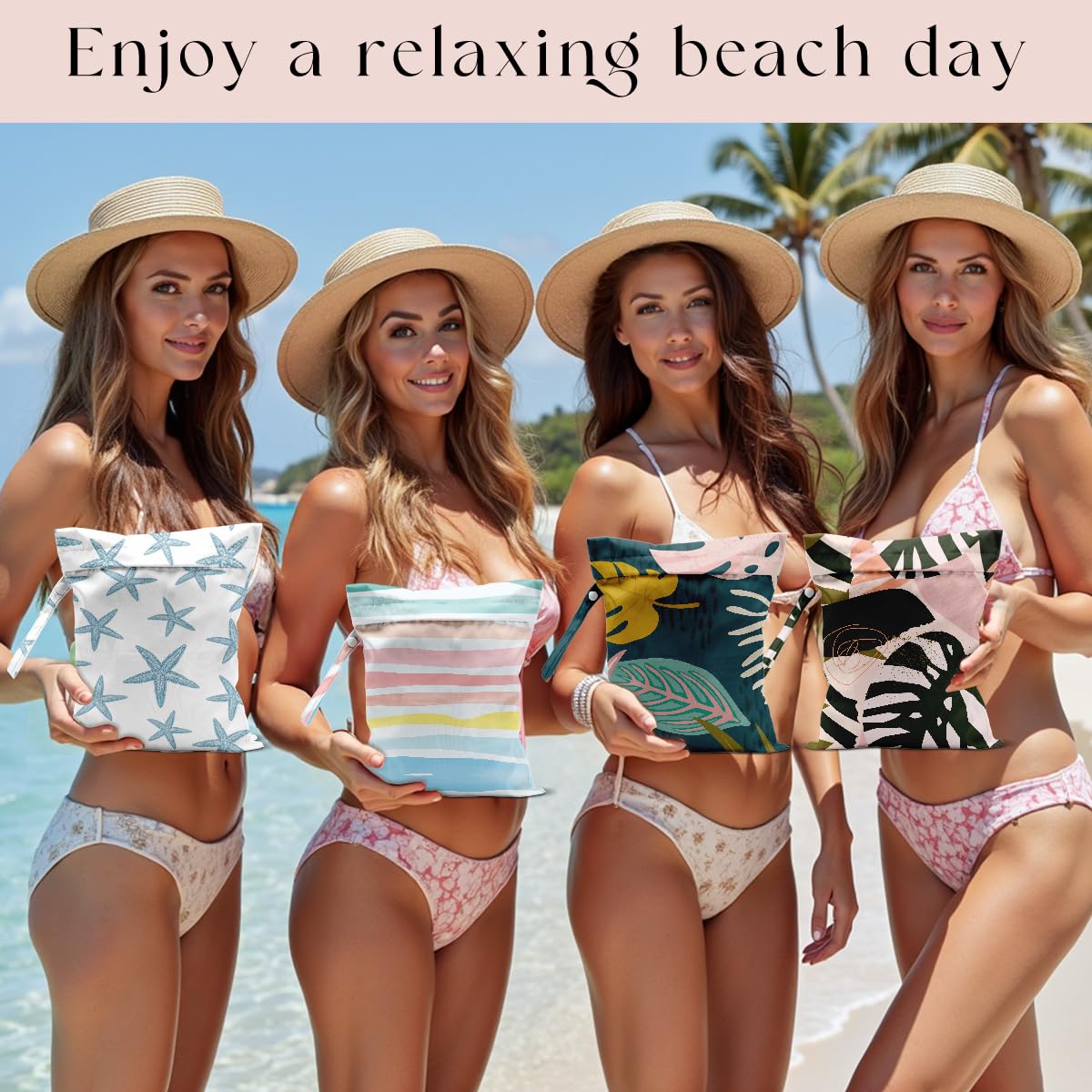 4 bolsas húmedas, bolsas húmedas y secas, bolsa impermeable, traje de baño, bolsa de playa, bolsa húmeda para piscina, playa, pañales, nanobag, artículos esenciales de crucero, hojas de arco iris,