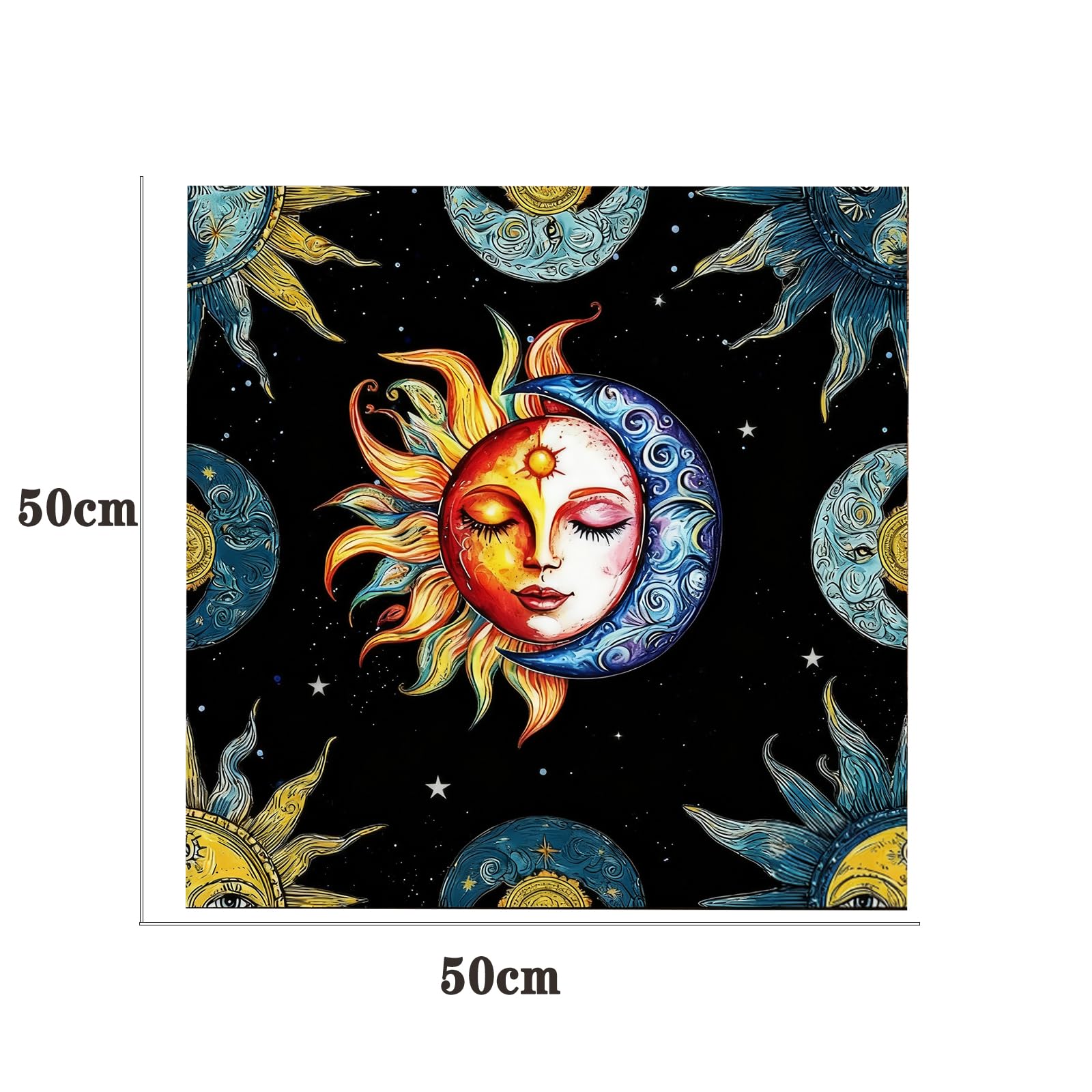 Mantello per Carte dei Tarocchi Nero con Simboli della Luna e del Sole, Tappetino da Lettura per Divinazione, Perfetto per Principianti e Esperti, Facile da Piegare e Trasportare