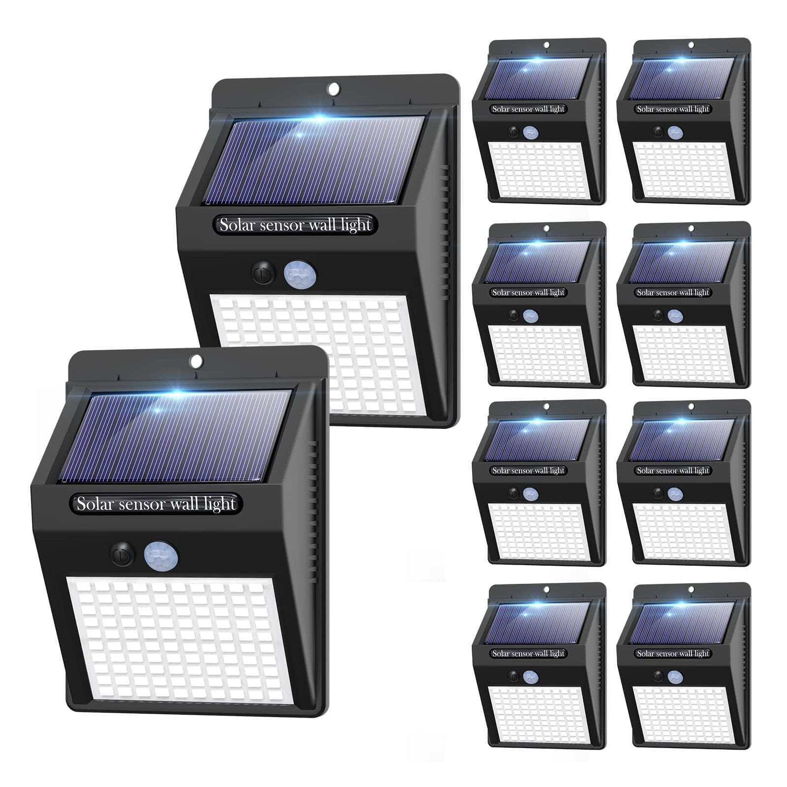 Solar Lights Outdoor, 10 Pack [ 3 Modes/100LED ] Solar Motion Sensor Light Outdoor Wireless IP65 Waterproof Solar Wall Lights Solar Security Lights for Fence Yard Garden Deck Garage
