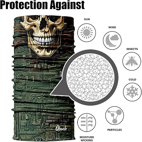 Miniatura 20 de Obacle - Tapabocas con cuello polar y de estilo de pañuelo contra el polvo y el sol para hombre y mujer Calavera Azul Ojo y Nariz