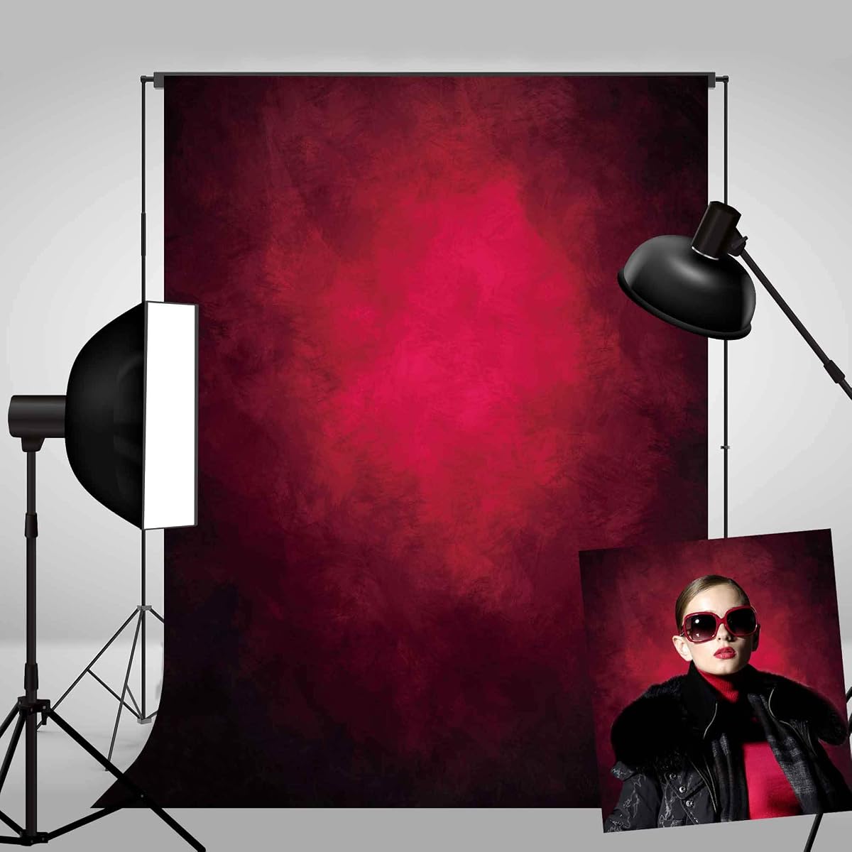 8X10ft Abstract Red Portrait Photography Backdrops for Photo Shoot Studio Booth Props with Thick Ployester Roller Pocket on Top