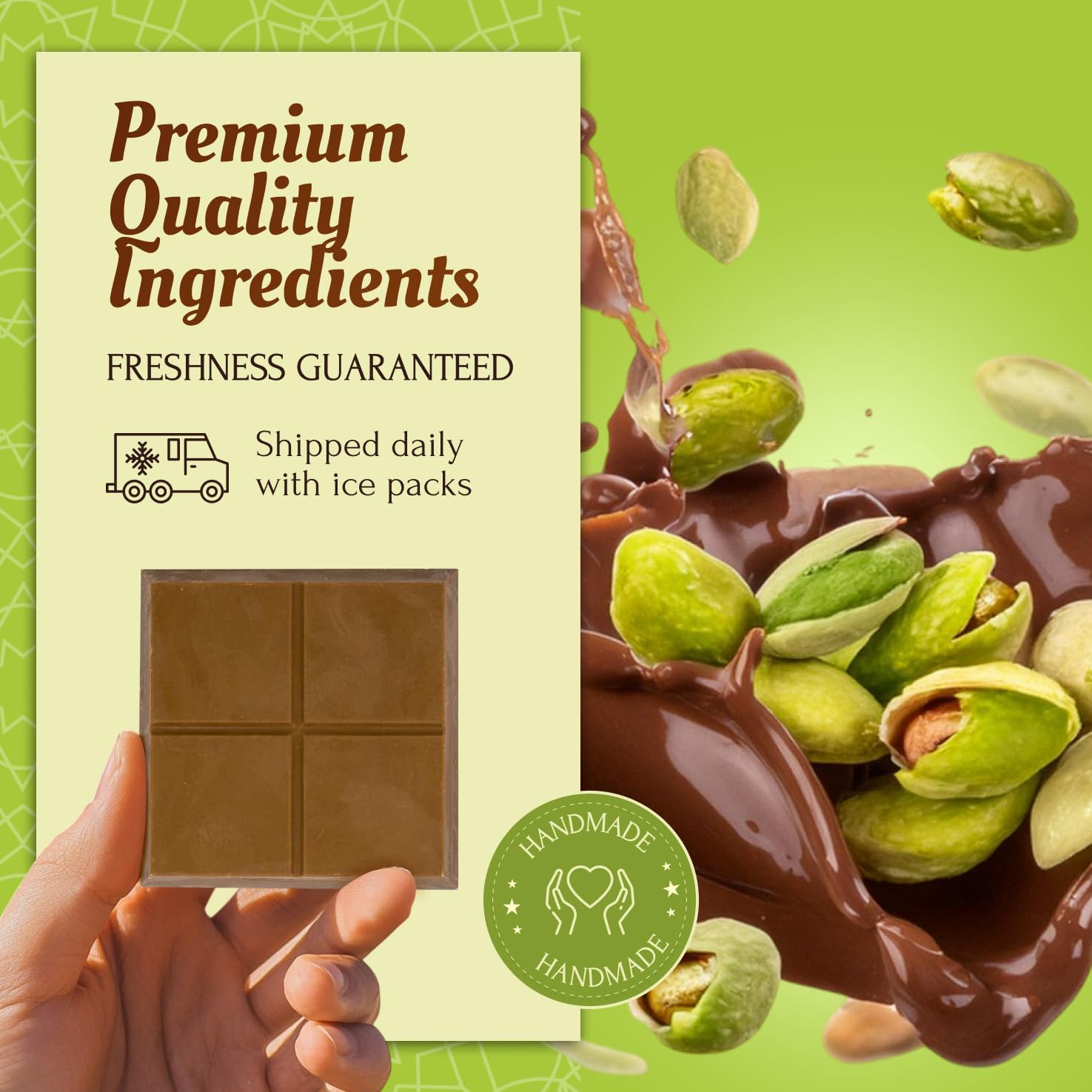 Dubai Chocolate Bar with Pistachio – – Handmade Viral Dubai Chocolate –
