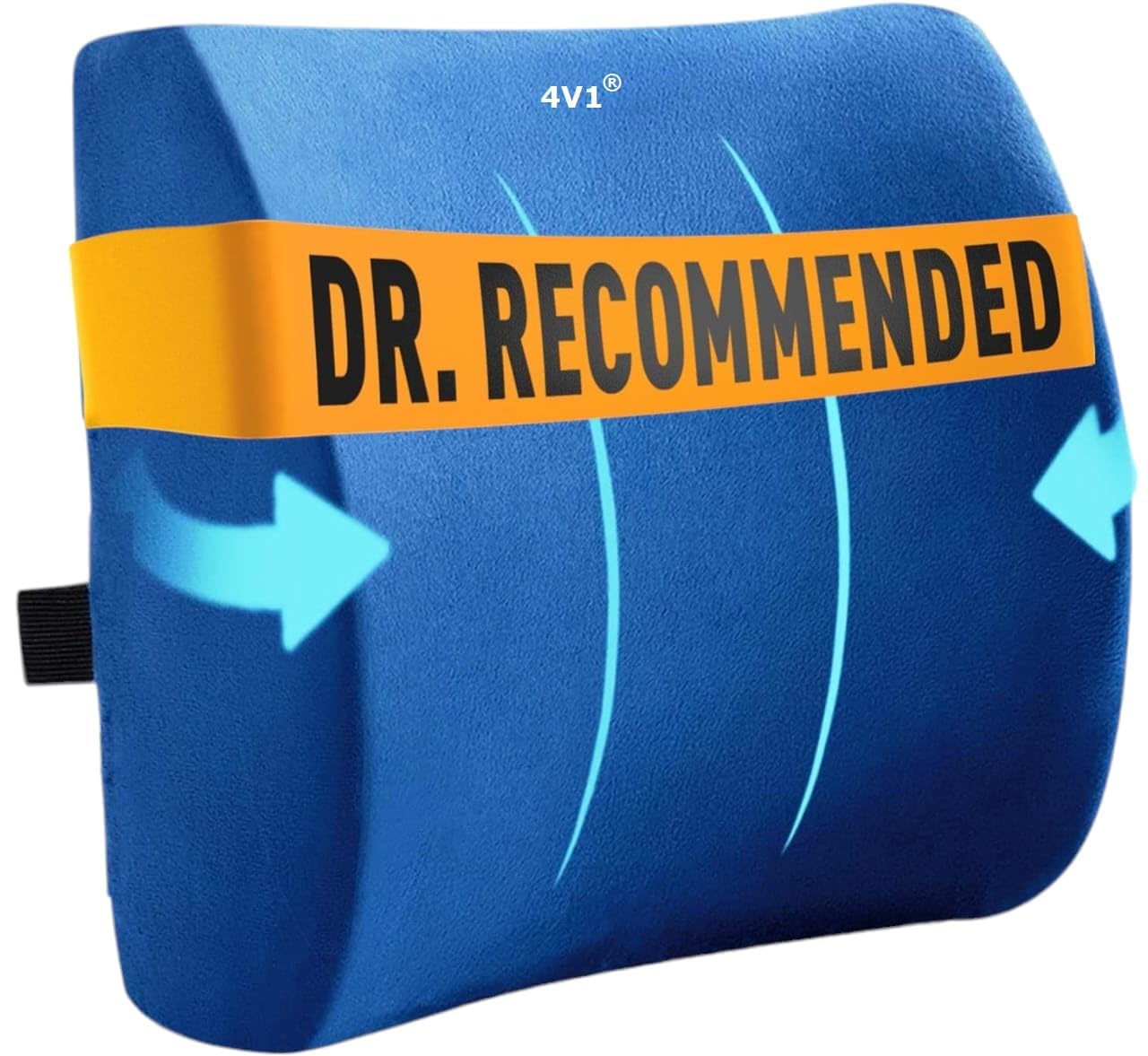 4V1® Lumbar Support Pillow for Car & Office Chair - Memory Foam Car Seat Back Support for Lower Back Pain Relief, Orthopedic Lumbar Cushion for Driving, Work from Home, Gaming Chair & Travel SK1