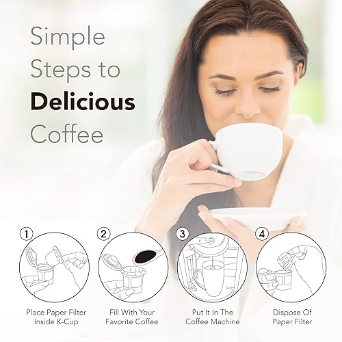 Miniatura 7 de Paquete de 2 cápsulas de café reutilizables K Cups compatibles con cafetera de una sola porción con 300 filtros de café de papel desechables, se