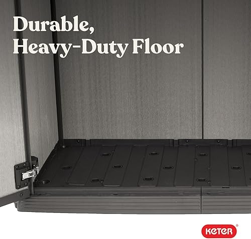 Vista 13 de Keter Patio Store - Cobertizo de almacenamiento para exteriores de resina, mide 4.6 x 2.5 pies, con paredes pintables y perforables