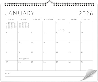 ZICOTO 2026 Wall Calendar Large 14.5x11.5 Inch Office Organizer Runs to Dec 2026 Black White Design