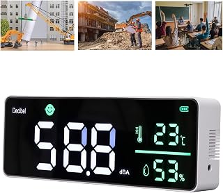 MakeLifeBetter Wall Hanging Decibel Meter: 3-in-1 Noise, Temperature & Humidity Monitor, 30-130dB, 11" Large LED Display for Classroom, Office, Home