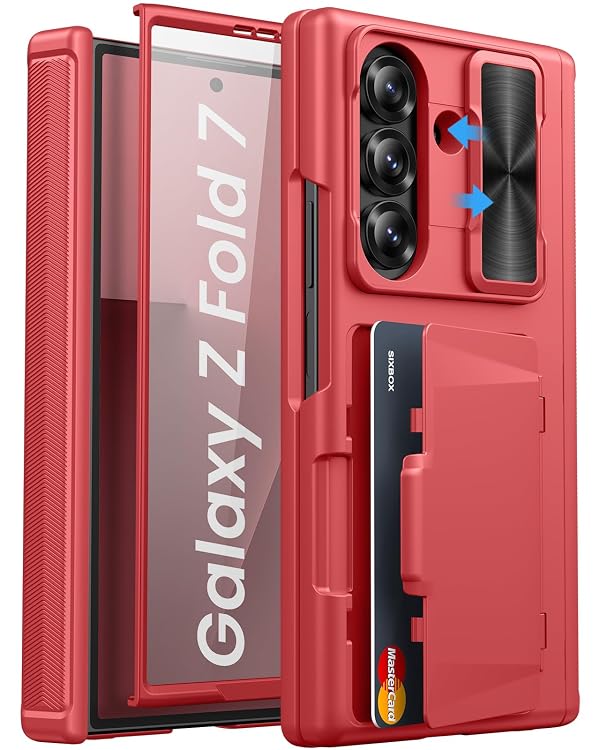 SIXBOX for Samsung Galaxy Z Fold 7 Case with Card Holder, Red by SIXBOX - Used condition - US$18.00