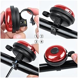 Xthuge Classic Bike Bell, Aluminum Bicycle Bell, Loud Crisp Clear Sound Bicycle Bike Bell for Adults Kids(Red-Right Hand Use)