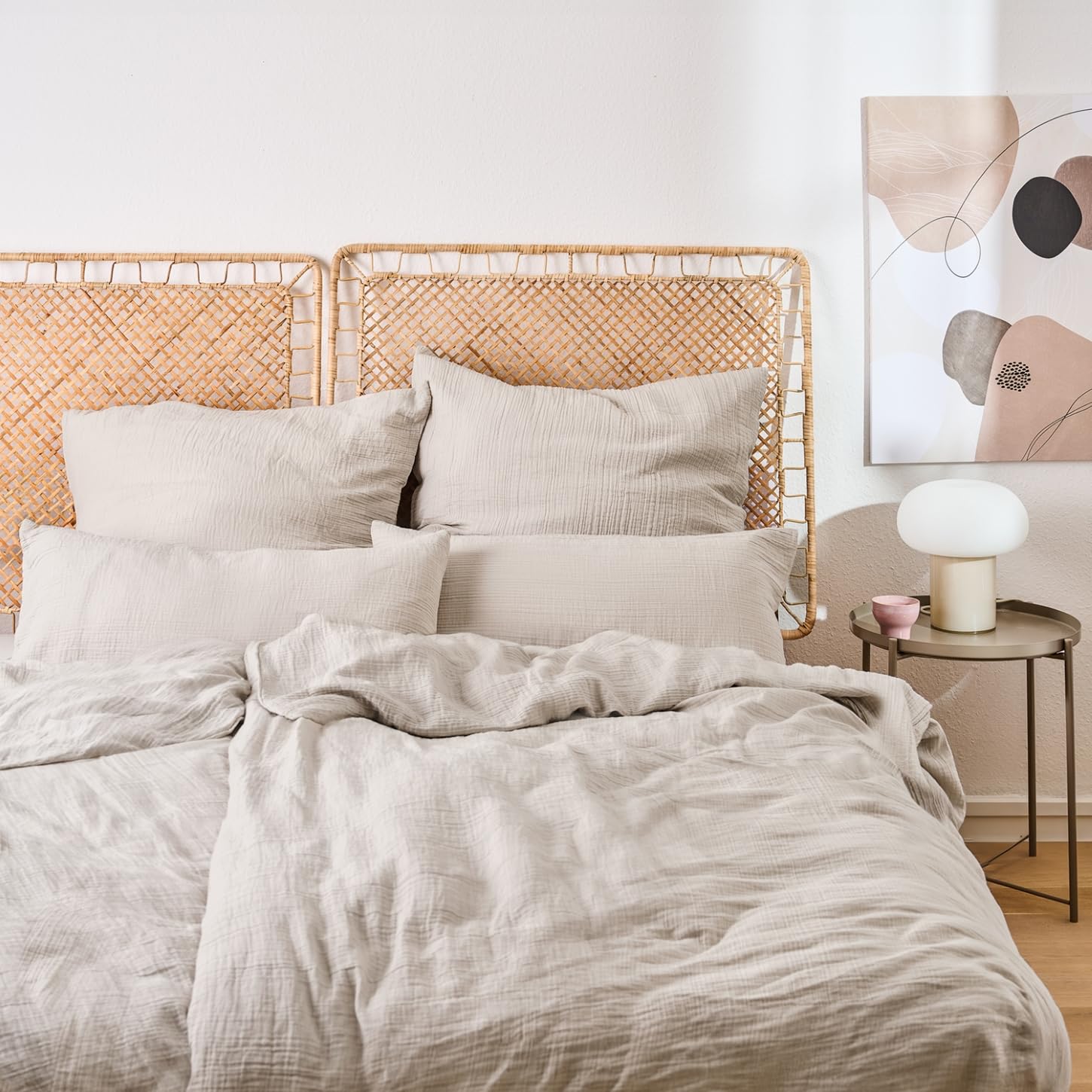 Blumtal Musselin Bettwäsche 4-teilig: 2X 135x200 cm + 2X 80x80 cm - Oeko-TEX zert. Bettwäsche Musselin aus 100% Baumwolle - extra weiches Bettwäsche-Set waschbar bei 40 °C - Sommerbettwäsche Grau