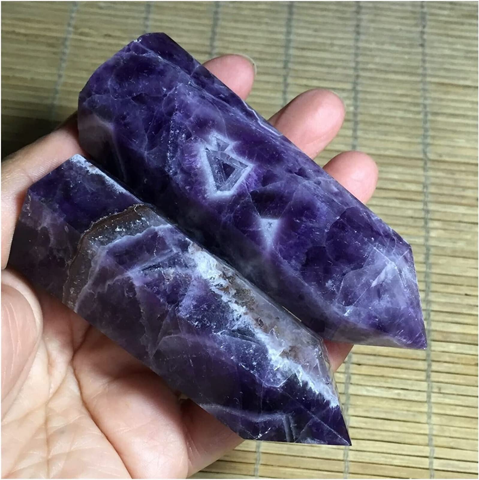 Amethyst Rough Stone Natural Amethyst Quarz Kristallstab Point Healing 70-80g (Size : 4pcs)