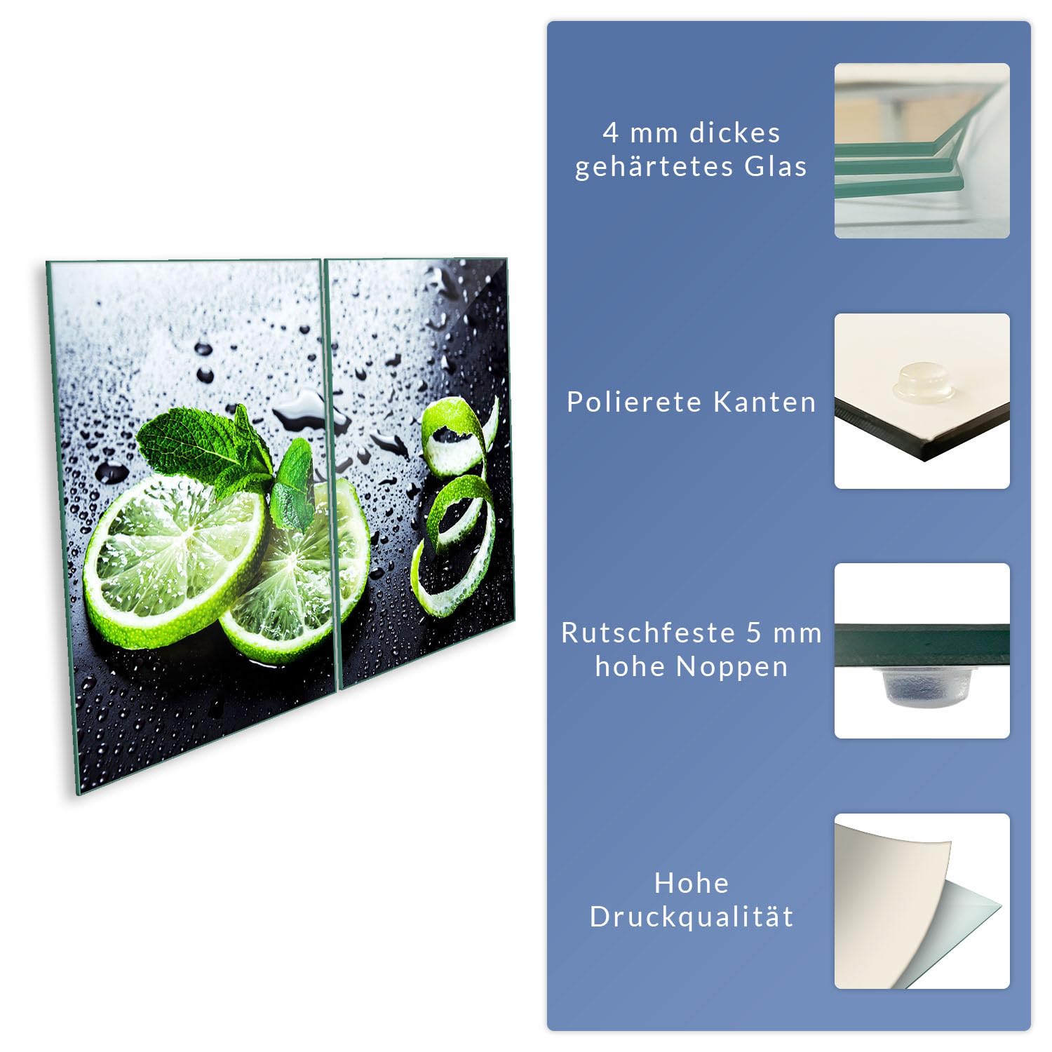 Herdabdeckplatte Ceranfeld Abdeckung 2-Teilig 80x52 Lemon Grün Sicherheitsglas Glasschneidebrett