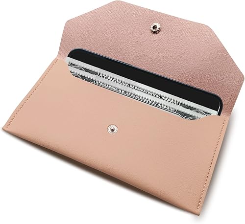 BLMHTWO Billeteras para efectivo para mujer, cartera de cuero reutilizable con sobre para dinero en efectivo, para presupuestos, facturación (rosa)