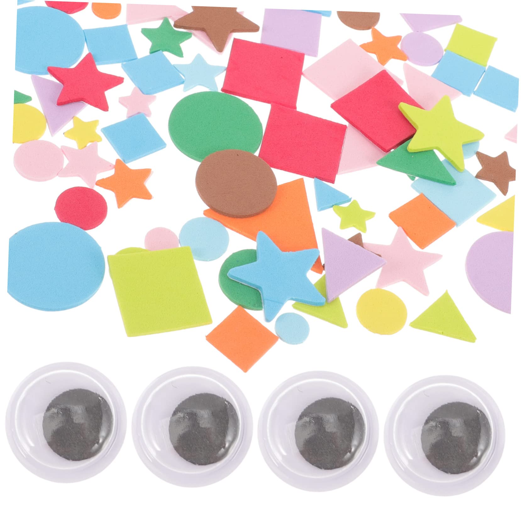 GALPADA 4 Juegos Pegatinas Geométricas Autoadhesivas Manualidades Infantiles Espuma Coloridas y Ojos Móviles Decorar Proyectos DIY y Fiestas