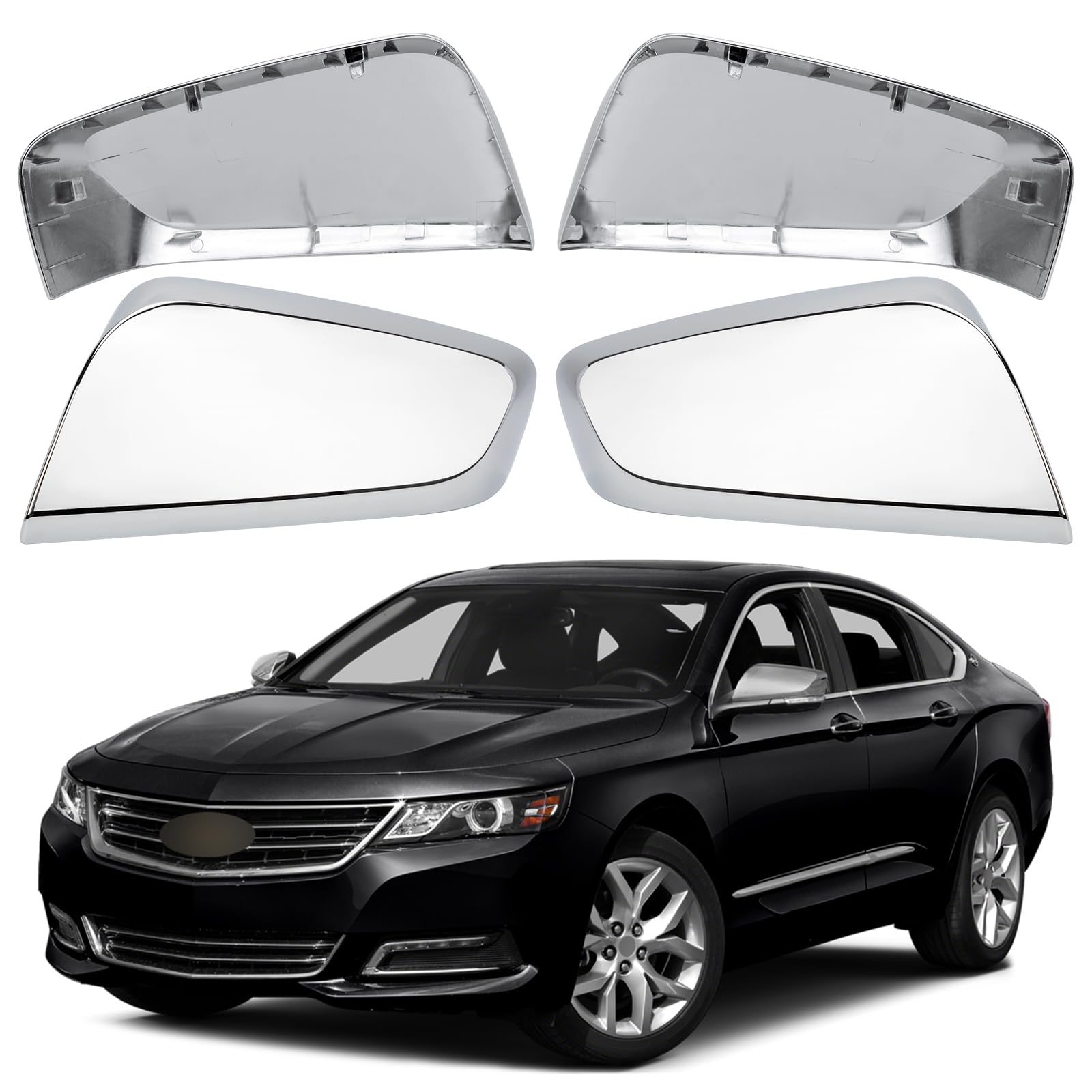 Photo 1 of LOIYLLEN Driver & Passenger Side Mirror Cover Replacement for Chevrolet Chevy Impala 2014 2015 2016 2017 2018 2019 2020 - Left & Right Side Mirror Covers, Rear View Mirror Cap Accessories Chrome