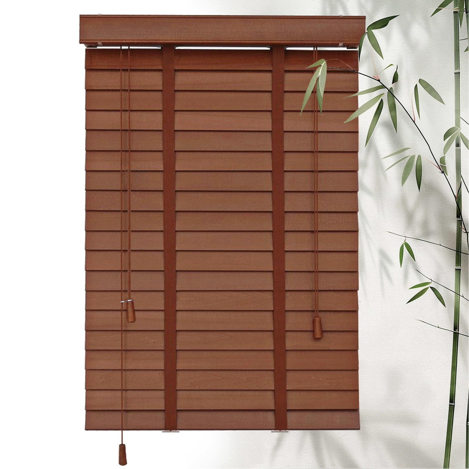 Persianas venecianas de madera auténtica con láminas de 50 mm para ventanas elegantes
