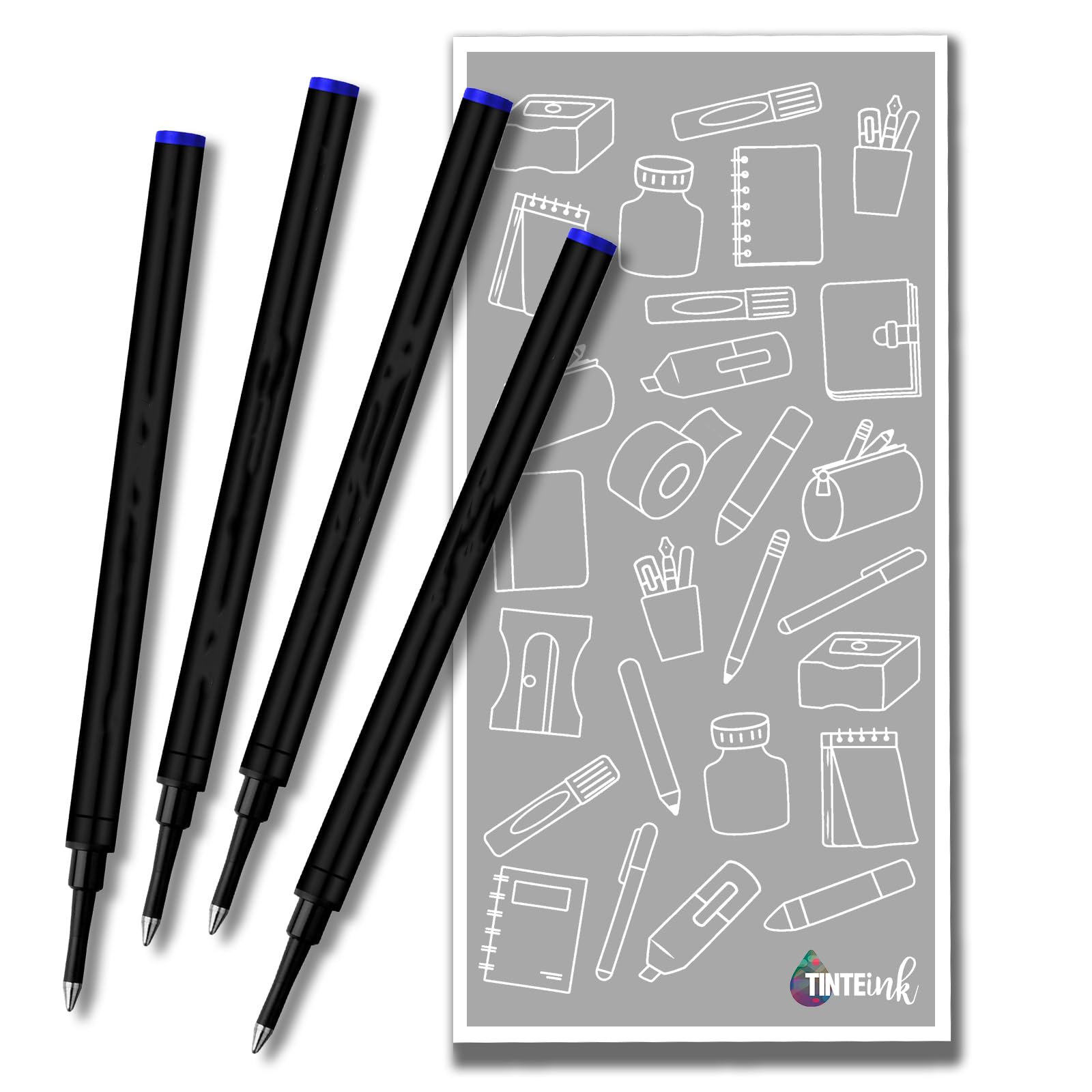 Rollerball Refill Broad 1.0 mm Compatible with Schmidt 888 Pen Refills and Other pens Choose Colour and Quantity with Tinte ink Envelope (Blue, 4)