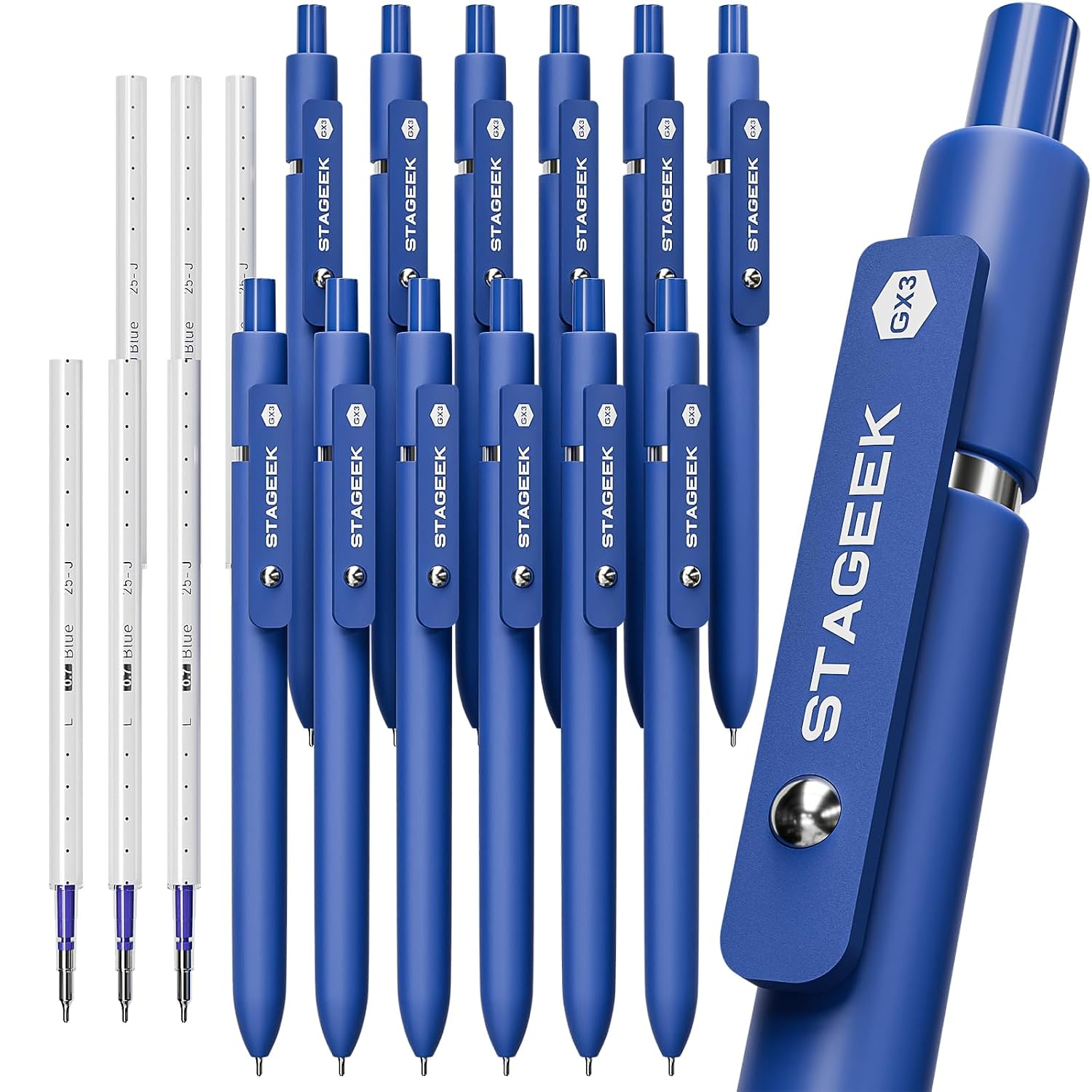 STAGEEK Blue Gel Pens, 12-Pack Quick-Dry