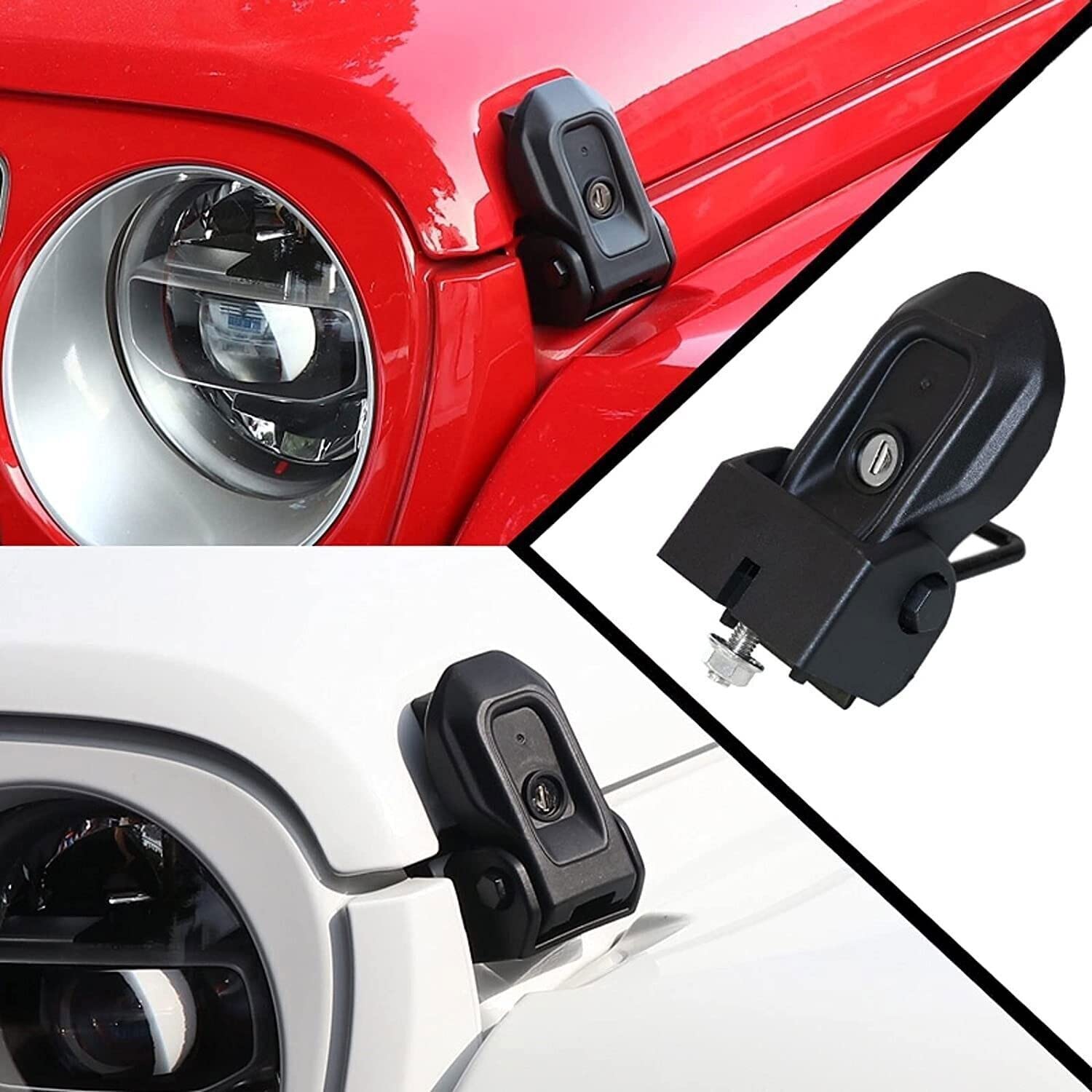 Kit Chiusura Cofano Antifurto per Jeep Wrangler JL JLU 2018-2022 Gladiator JT 2020+, 1 Paio