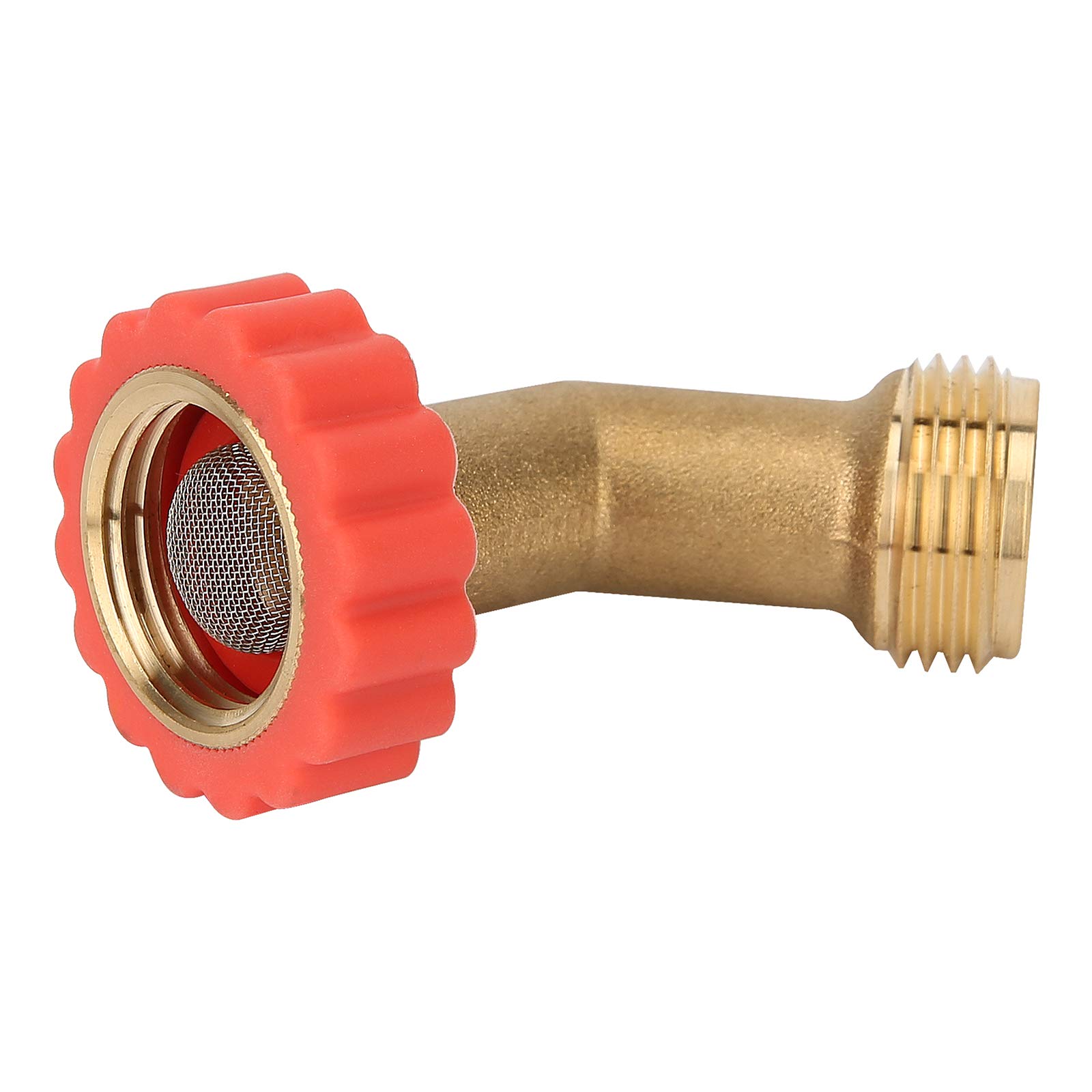 Protector de manguera de latón sin plomo de 45 grados, protector de manguera, adaptador de manguera con filtro de agua