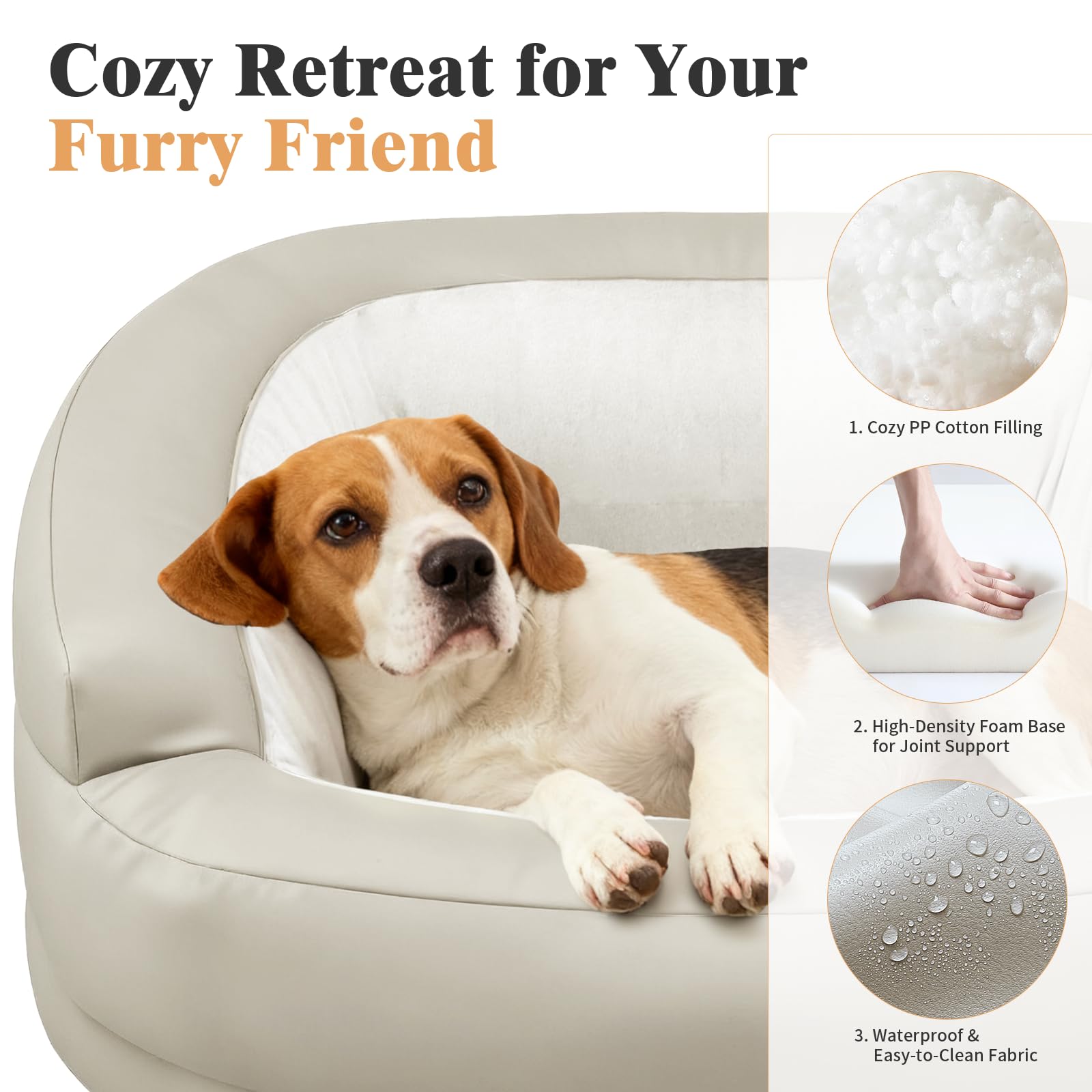 Sofá para Perros, Cama Sofá para Perros Medianos a Grandes de hasta 27kg, Camas para Perros con Diseño de Recinto Profundo de Pared Alta, Sofá para Mascotas con Funda Extraíble Lavable y Parte