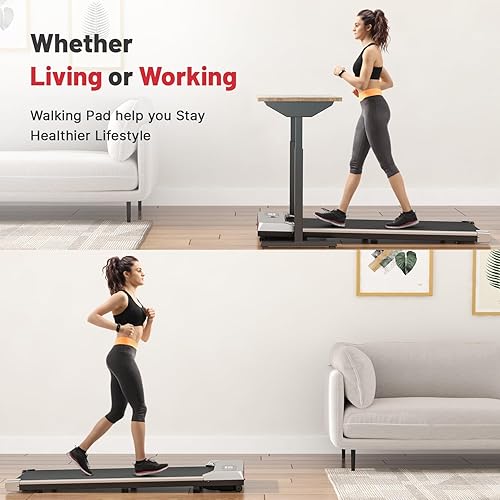 Miniatura 4 de Bigzzia Caminadora debajo del escritorio, mini portátil de 2.5 HP para oficina y hogar, máquina de correr compacta pequeña de 5 MPH, cinta de correr