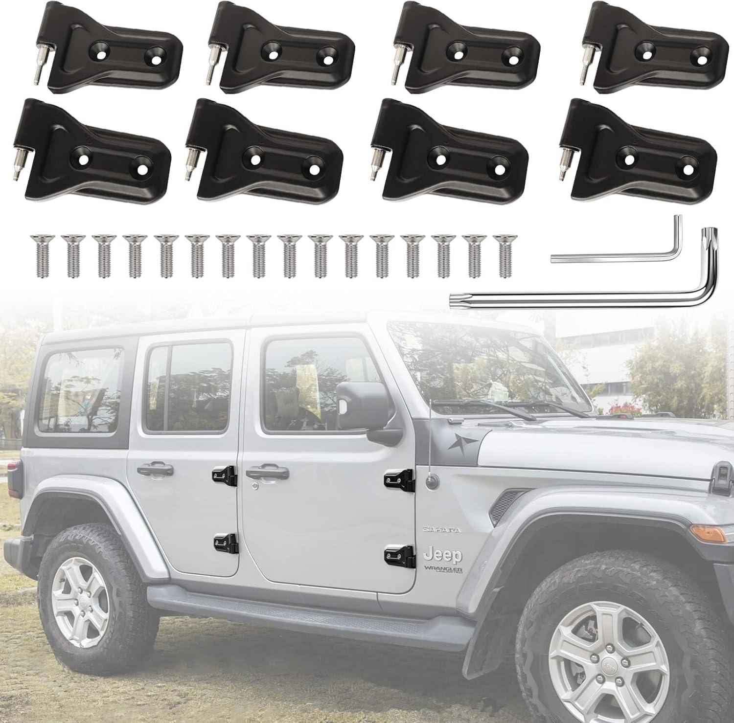 Wocch for Jeep JL Door Hinges 8Pcs Heavy Duty Black