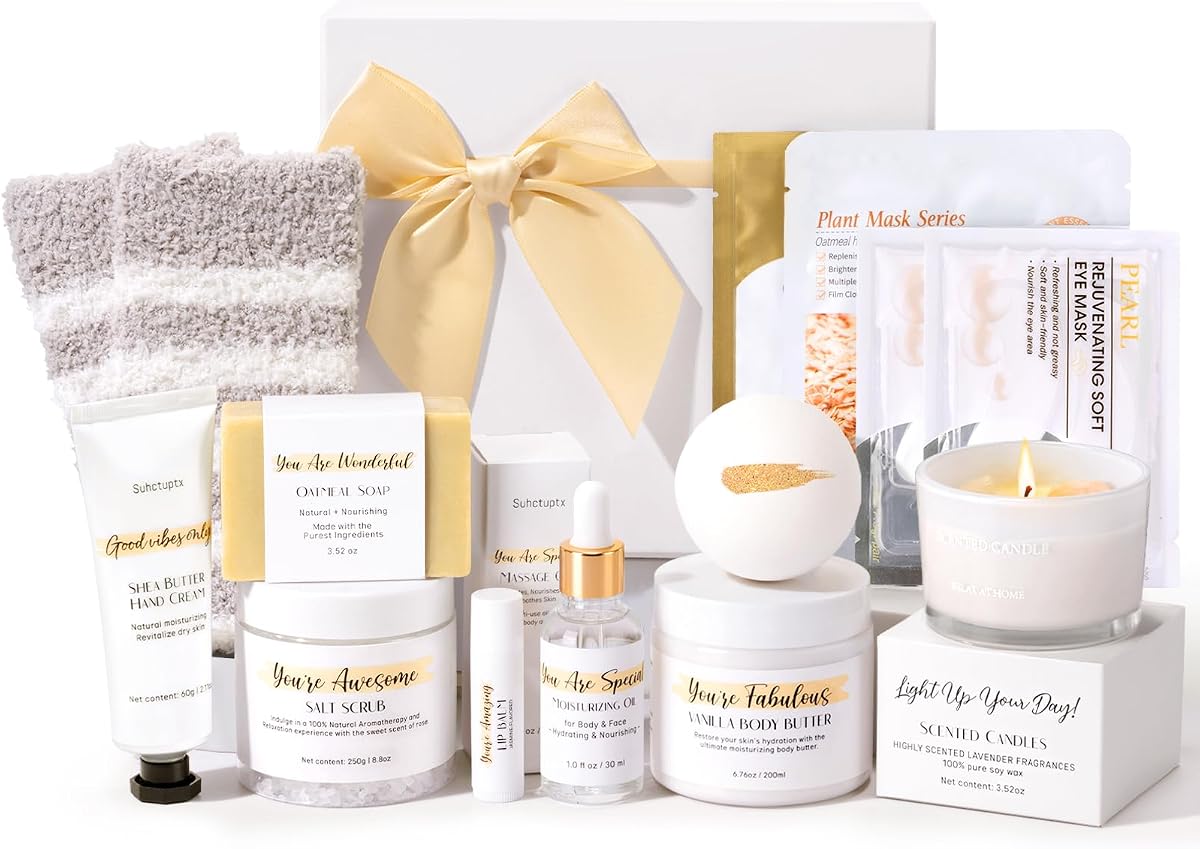 Regalos de spa para mujeres 13 piezas Regalos del día de la madre Feliz cumpleaños Cestas de regalo, Navidad Relajante en casa Kit de SPA Set de baño Paquete de autocuidado Caja de agradecimiento para mamá Su hermana Maestra Amigos Amistad