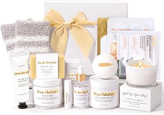 13-Piece Spa Gifts for Women - Mothers Day Birthday Christmas Self Care Bath Kit with Candles Bath Bombs Socks Affirmations