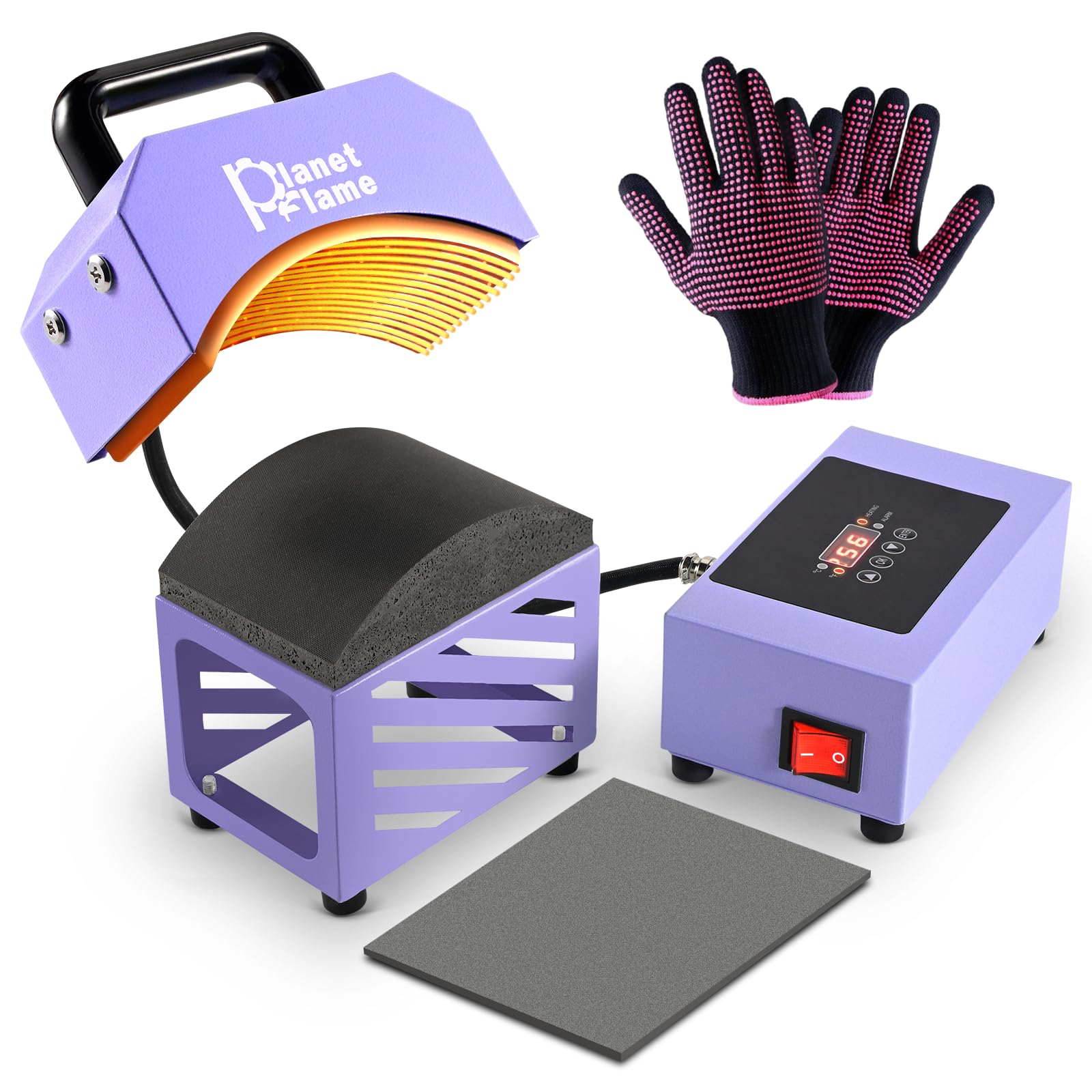 Hat Press, Mini Hat Press Heat Machine for Caps Hats with 5.4" * 3.1" Curved Teflon Coated Heat Plate & Safety Base for Heat Transfer Vinyl, Sublimation and DIY Projects, Purple-image-42