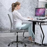 Vista 5 de Silla de escritorio ergonómica de malla para computadora, respaldo moderno ejecutivo, soporte para la espalda media, silla giratoria y basculante