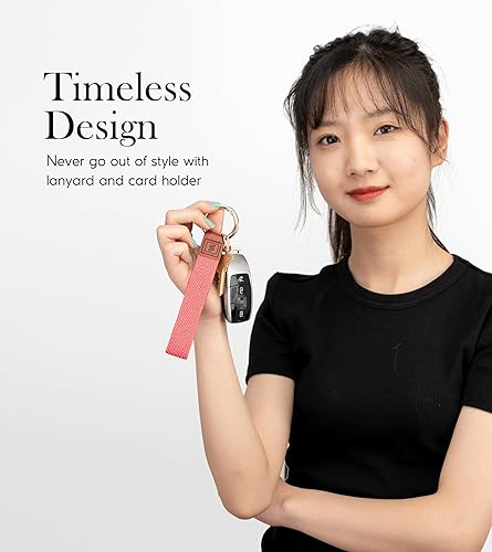 Miniatura 3 de SENLLY Cordón de pulsera, soporte elástico para llavero, diseño elástico original anticaída, ponche rosa