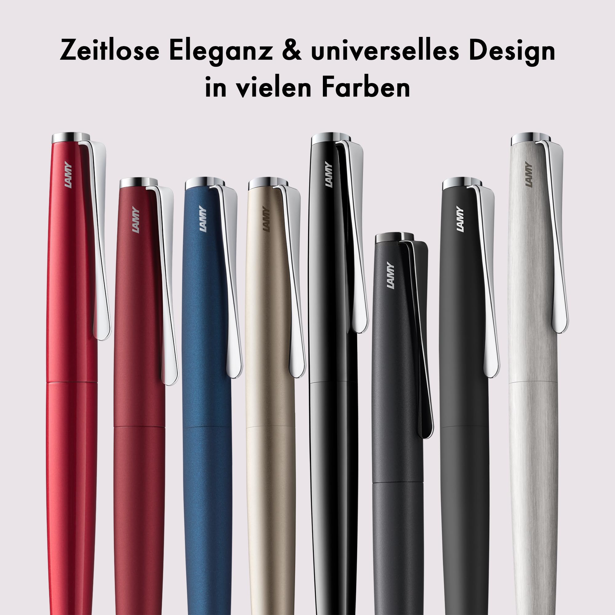 Lamy studio brushed Kugelschreiber in Stichbreite M | Lamy Kugelschreiber in elegantem Gehäuse aus Edelstahl – mit propellerförmigem Clip – inkl. Großraummine M 16 in schwarz