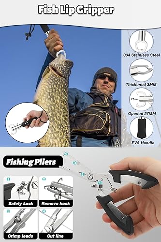 Miniatura 5 de Fishing Pole Combo Set, 6.89ft Fishing Rod and Reel Combo, Carbon Fiber Telescopic Fishing Rod Kit with Spinning Reel, Fishing Pliers, Lip Gripper,