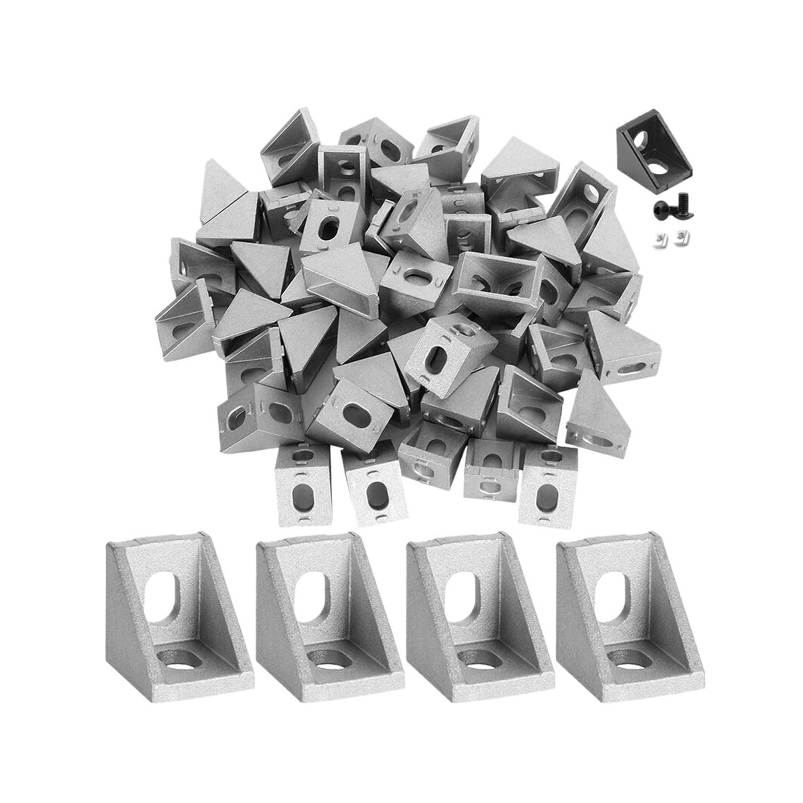 HHB18I 2020 Silver/Black Aluminum Profile Connector Set for MGN 3D Printer 20 Series Extrusions Profiles Frame with 6mm Slot(3,10 sets)