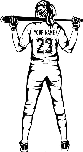 Miniatura 1 de Calcomanía de vinilo personalizada para pared de jugador de sóftbolbéisbol de tamaño completo, elige tu nombre y números, calcomanías de vinilo