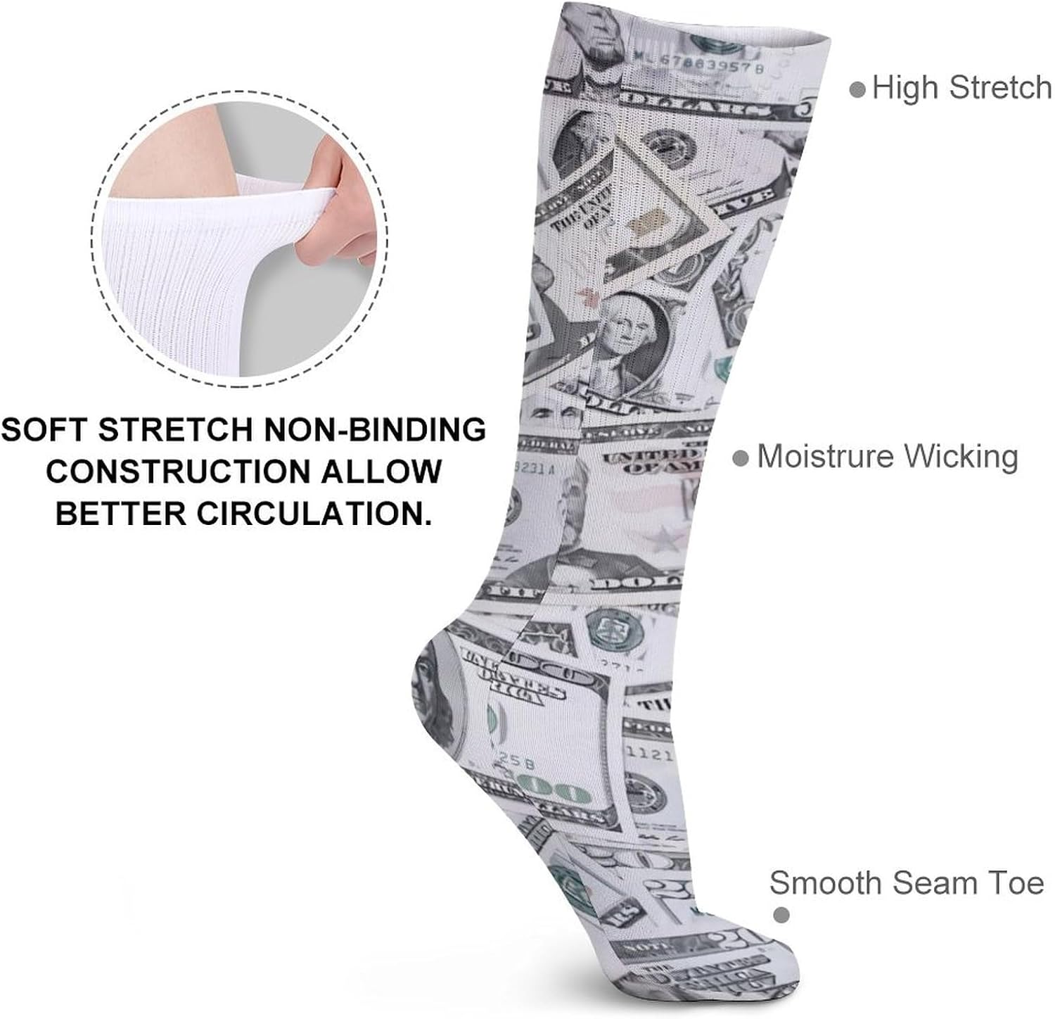 Zakqeik Dominican Flag Pack of 5 Womens Socks Winter Warm Hiking Socks Classic Calf Athletic Socks