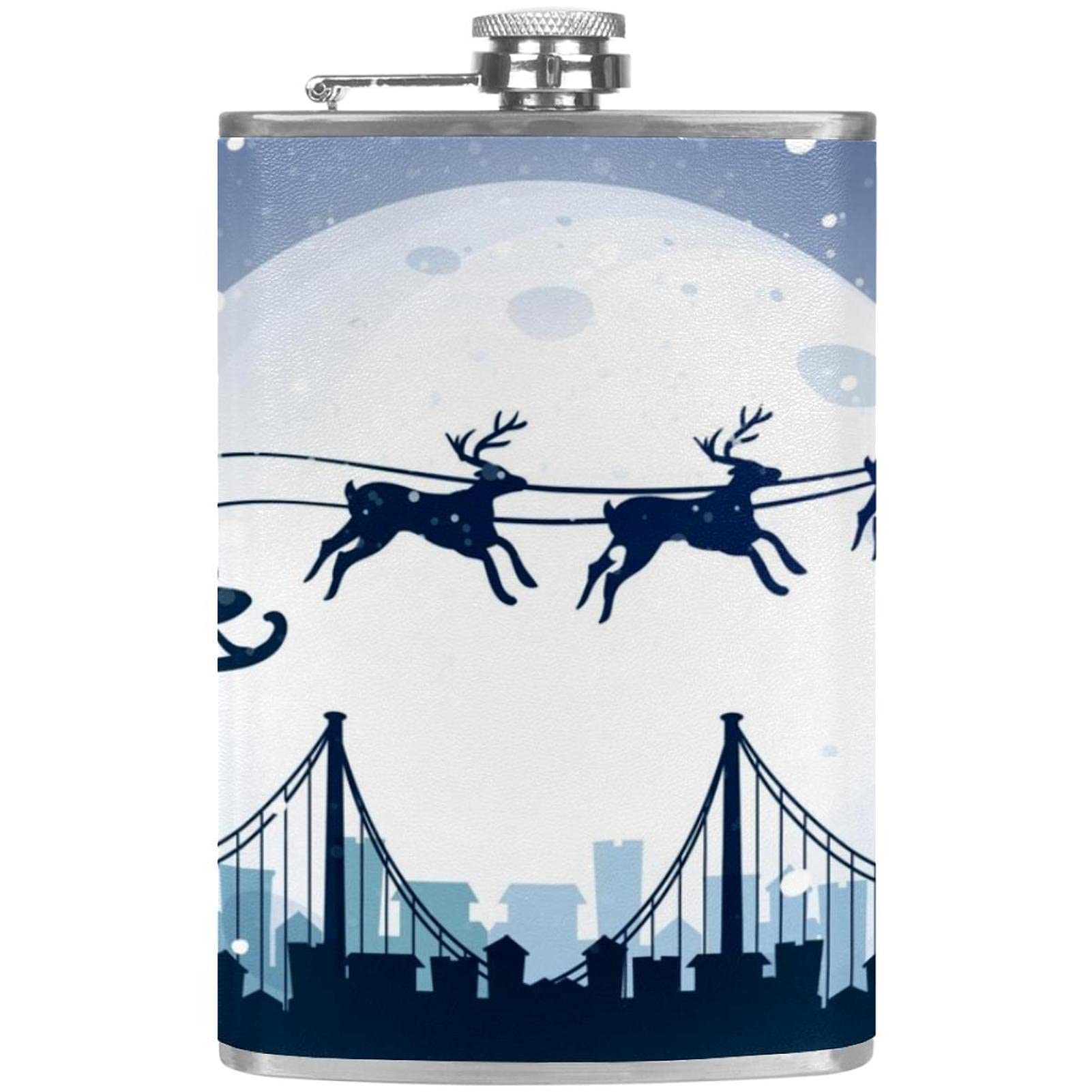 Petite flasque pour liqueur cadeau de Noël original avec motif renne