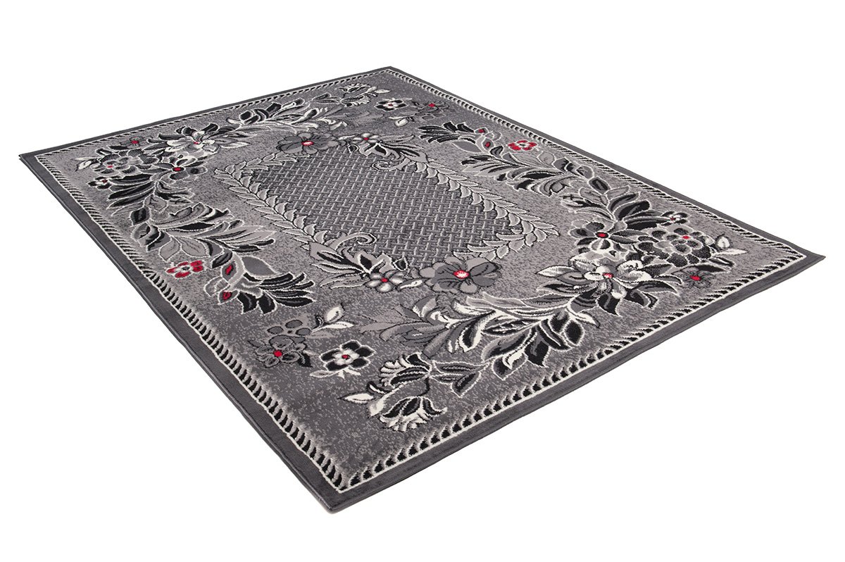 Carpeto Rugs Tappeto Salotto Classico Floreale Pelo Corto - Tappeti Camera da Letto - Tappeti Moderni Soggiorno - Tappeti Salotto Grandi Dimensioni - Grigio - 120 x 170 cm