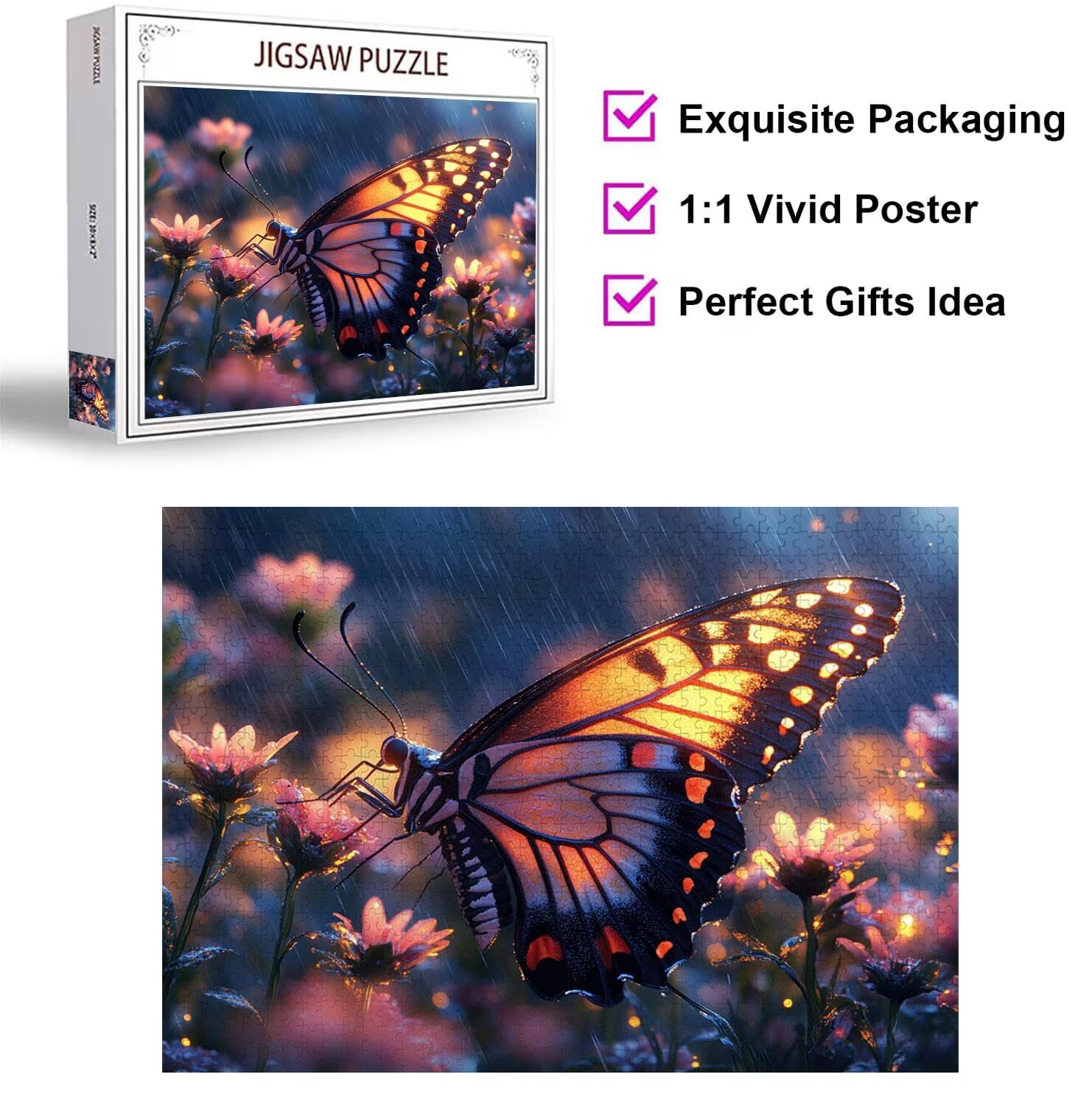 Puzzle 4000 elementów motyl wyzwanie klasyczne puzzle, n-276 | Rodzinne puzzle, zajęcia relaksacyjne, trudna sztuka puzzle deszcz, niezapomniane wyzwania, prezent dla kobiet