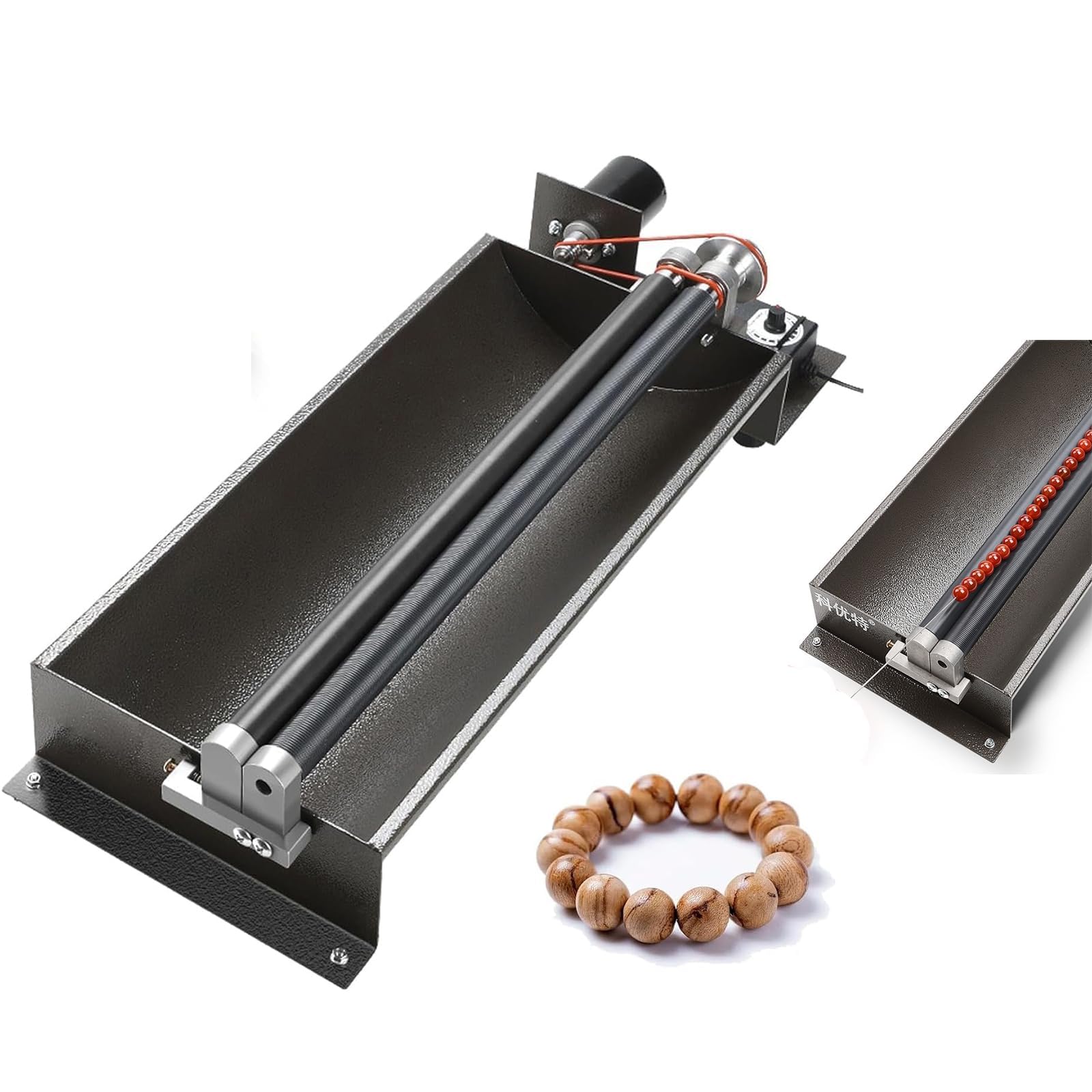 LTzygmion Electric Bead String Machine, Bead Spinner,with Double Belt Rotation, Adjustable Roller Width, 3500 RPM Adjustable Speed, for Jewelry Making