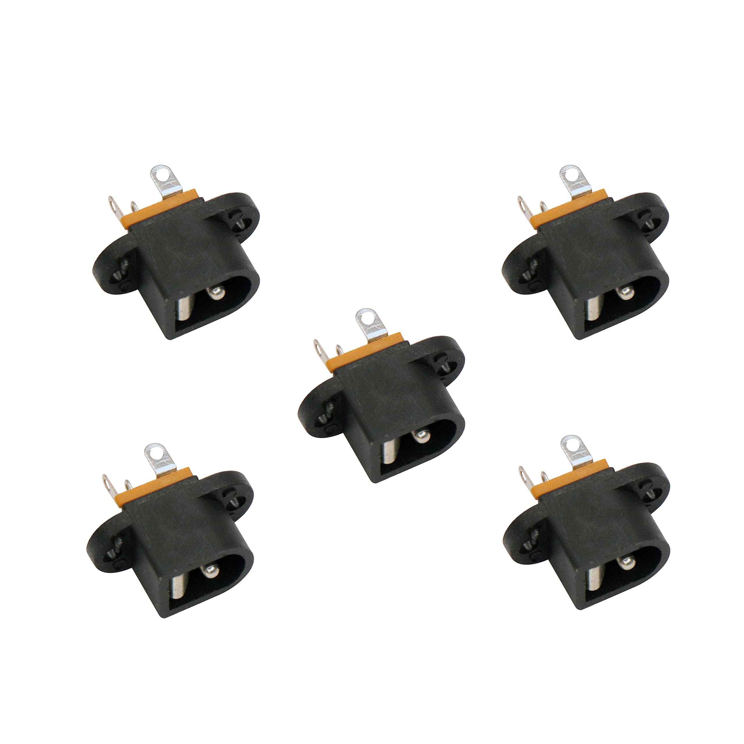 electronic spices 5pcs 5.5mm x 2.0 mm dc power jack socket 3 pin female panel mount connector