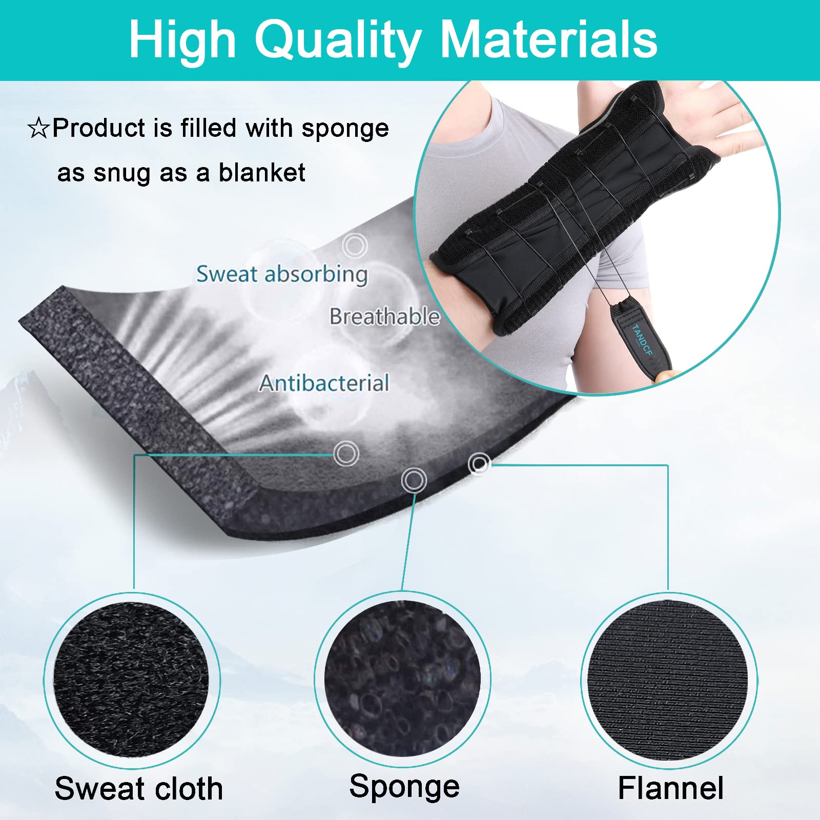 TANDCF bestlife Muñequera universal unisex para antebrazo y muñeca, muñequera reversible para túnel carpiano, férulas ajustables para antebrazo nocturno, 26 cm de longitud (doble mano, universal)