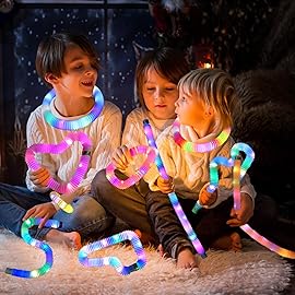 Light Up Glow Sticks Fidget Pop Tubes, 6 Pack Glow in The Dark Party Supplies Toddler Sensory Toys, Glow Stick Thanksgiving Christmas Party Favors Party Pack Gifts for Kids