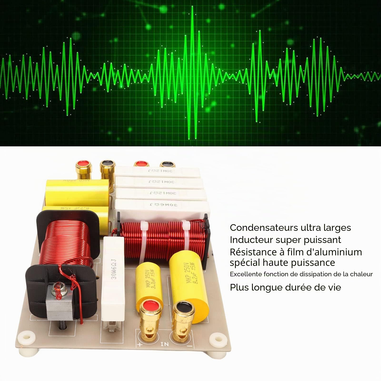 Crossover passif 2 voies, câblage facile Filtres croisés 2 voies PCBA Professional Treble Bass 800W Haute puissance pour haut-parleur de scène
